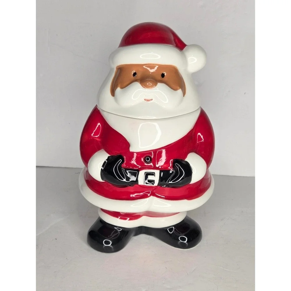 Holiday‎ Time Santa Christmas Cookie Jar Earthenware